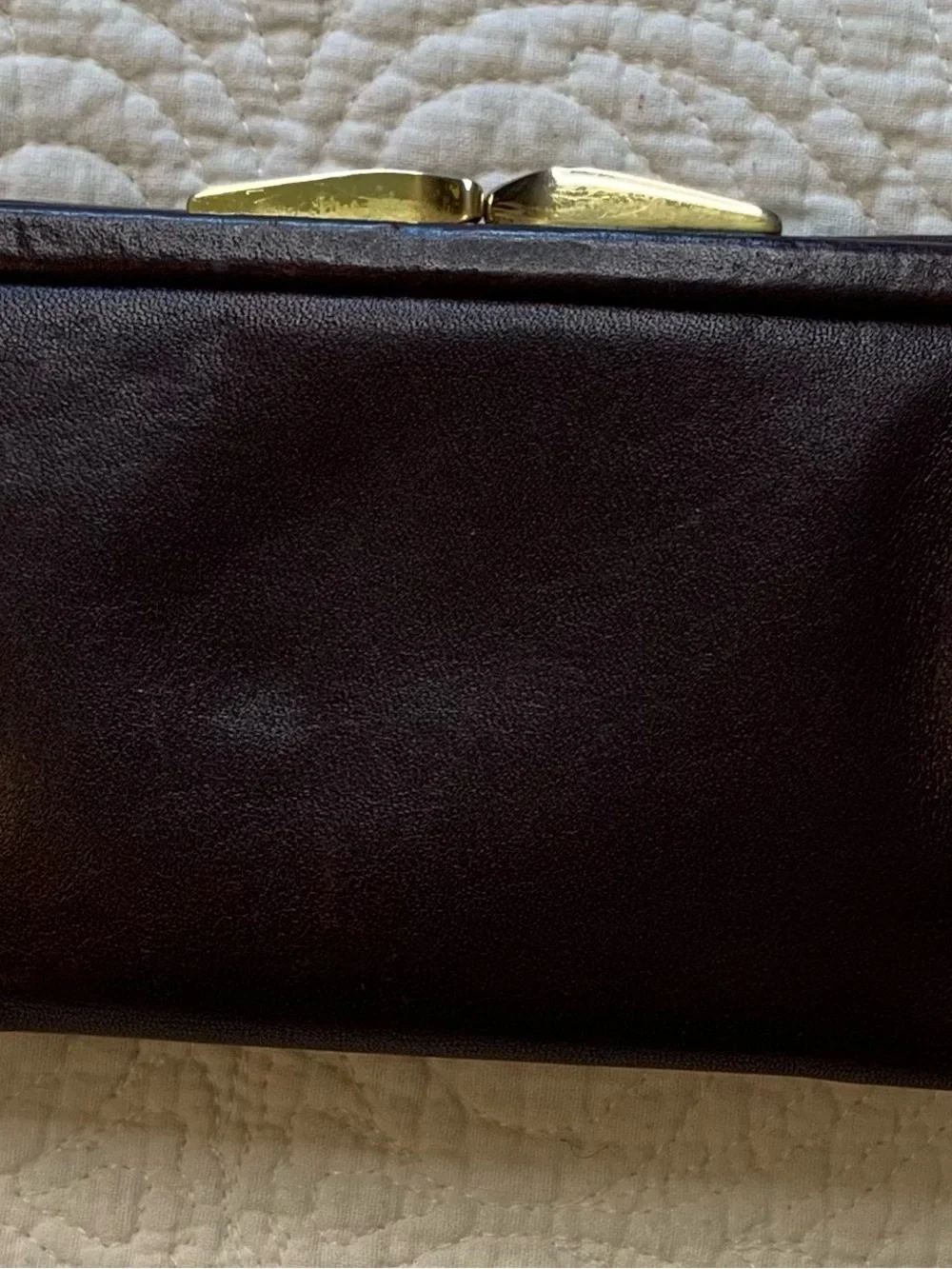 Vintage Etienne Aigner Smooth Leather Compact Trifold Wallet with Gold Logo
